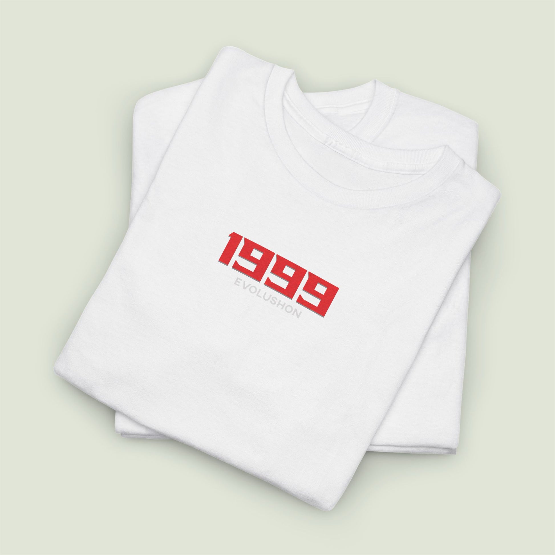 "Unisex 100% cotton white T-shirt featuring bold 1999 design, retro fashion